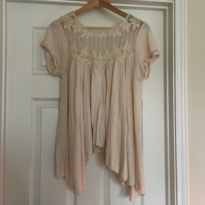 Free People Flowy Shirt with Lace